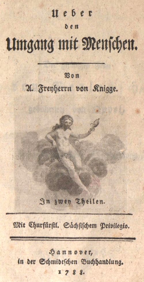 Über den Umgang mit Menschen in der Tontechnik: Knigge-Titelbild von 1788